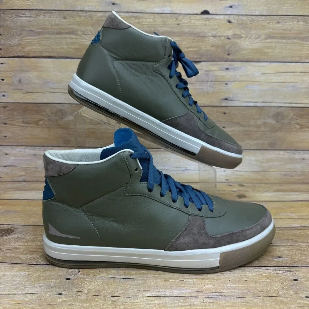 XB ROCKET BRANDBLACK MEN'S LEATHER SNEAKERS OLIVE ANKLE SHOES BOOTS SIZE 10 $269